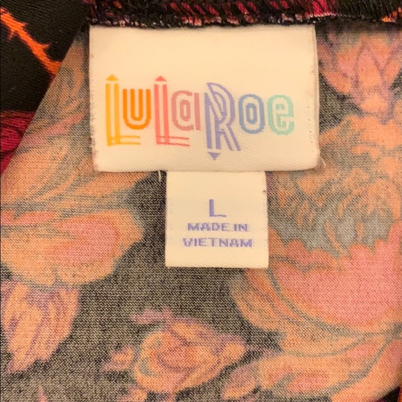 Black + Pink Floral LuLaRoe Azure Skirt, size L - Picture 3 of 5